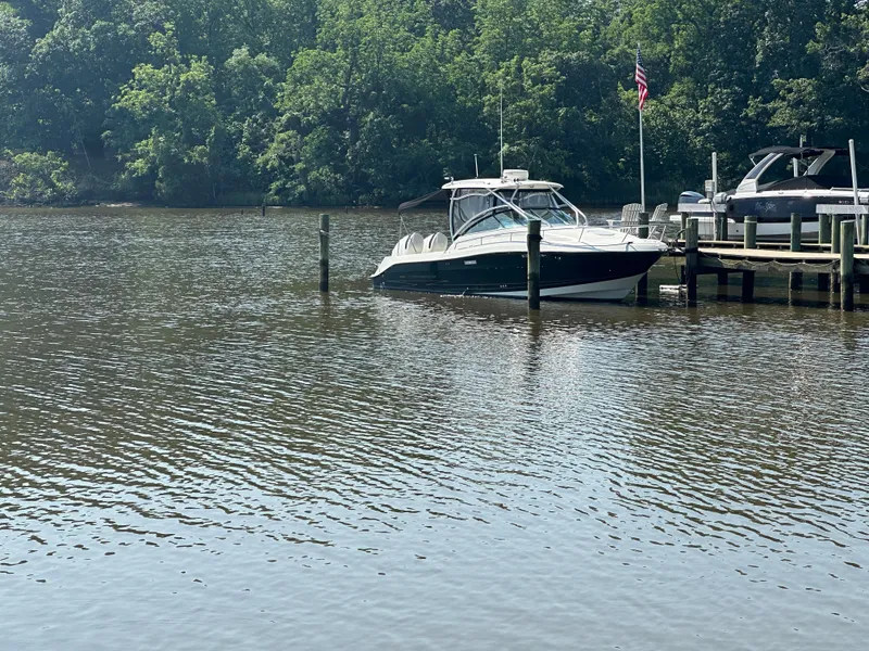 Slide: The Image of 2006 Hydra-Sports Vector 2900 VX boat docked on a calm river with lush greenery. - 10