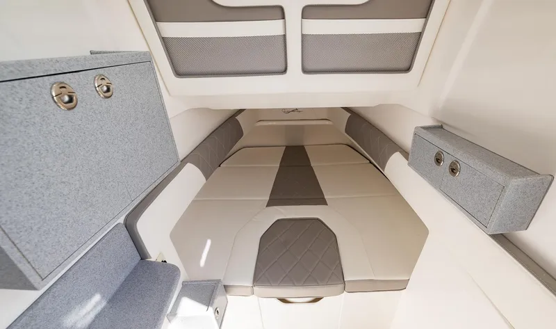 Slide: The Image of Luxurious interior cabin of 2025 Blackwater 43 Sportfish boat, featuring sleek design and comfortable seating. - 39