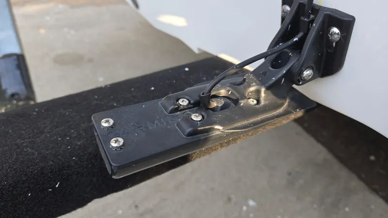 Slide: The Image of Transducer mounted on a 2022 Hurricane SunDeck 191 OB boat. - 40