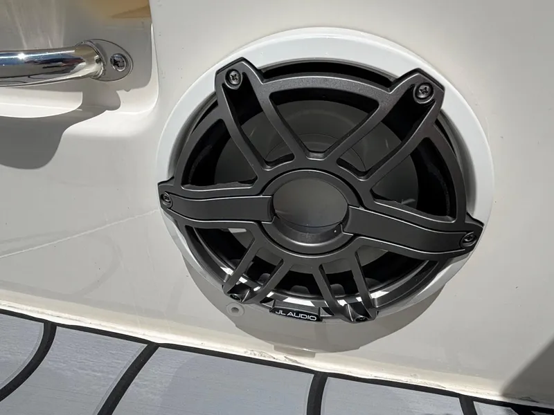 Slide: The Image of Speaker on 2023 Boston Whaler 220 Dauntless boat, featuring sleek design and high-quality audio. - 20