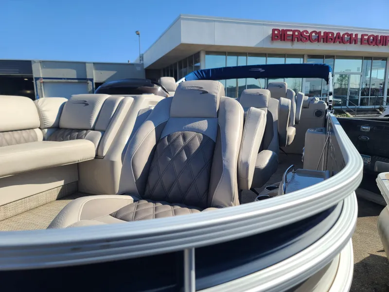 Slide: The Image of 2017 Bennington R23 boat with luxurious seating, displayed at Bierschbach Equipment. - 10
