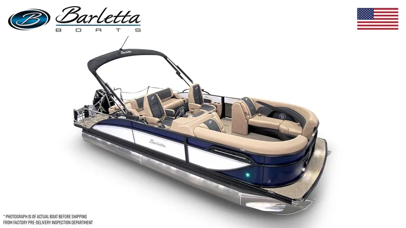 Slide: The Image of 2026 Barletta C22UC pontoon boat with elegant seating and sleek design. - 3