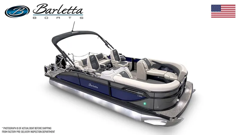 Slide: The Image of 2026 Barletta C22UC pontoon boat with sleek design and comfortable seating. - 6