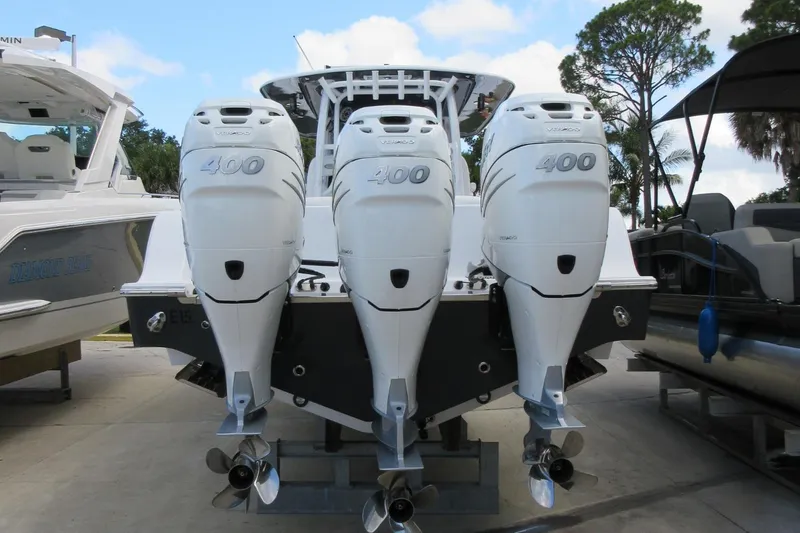 Slide: The Image of 2021 Sportsman Open 352 Center Console with triple 400 horsepower engines. - 11