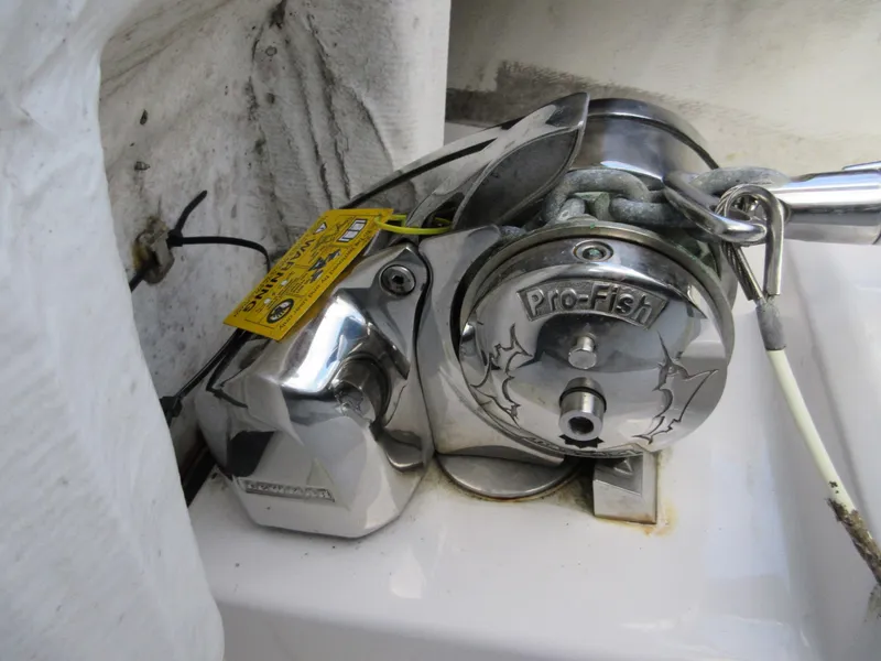 Slide: The Image of Anchor windlass on a 2021 Sportsman Open 352 Center Console boat. - 20