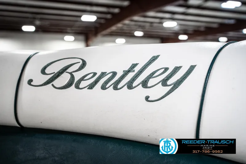 Slide: The Image of Close-up of 2005 Bentley Pontoons 200 CRUISE logo on boat seat. - 36