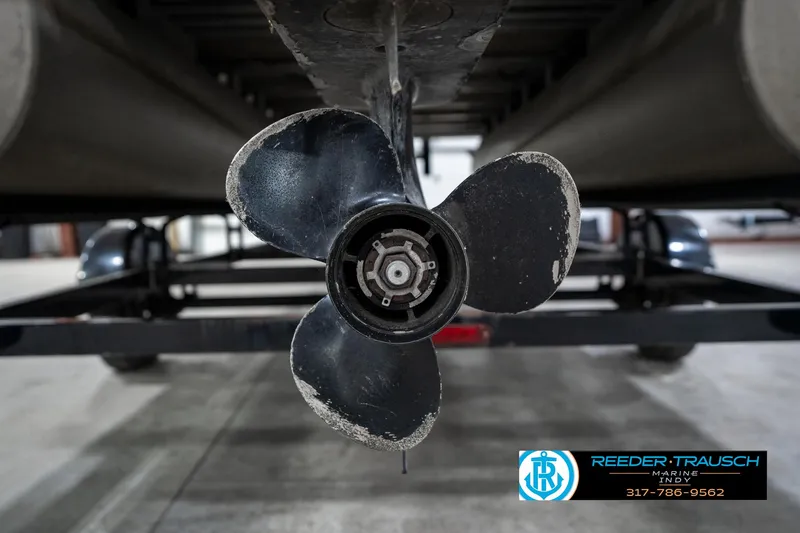 Slide: The Image of Close-up of a 2005 Bentley Pontoons 200 CRUISE propeller on a trailer. - 44