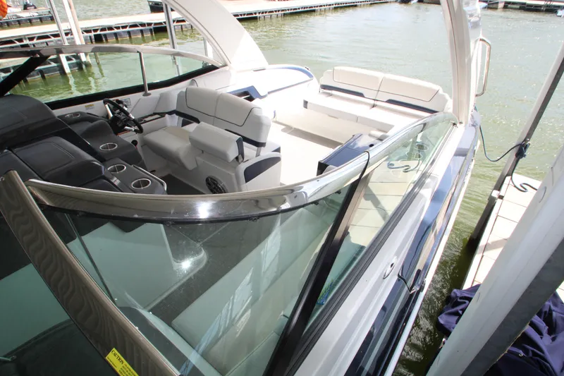 Slide: The Image of 2020 Formula 330 Crossover Bowrider interior with sleek seating and modern design. - 23