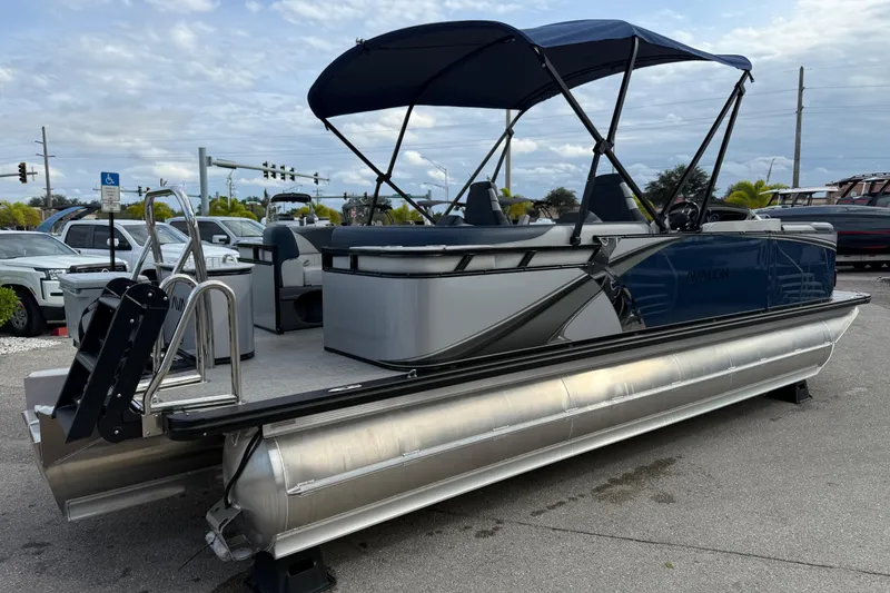 Slide: The Image of 2025 Avalon LSZ Quad Lounger 24' Tri Toon High Performance pontoon boat with canopy. - 29