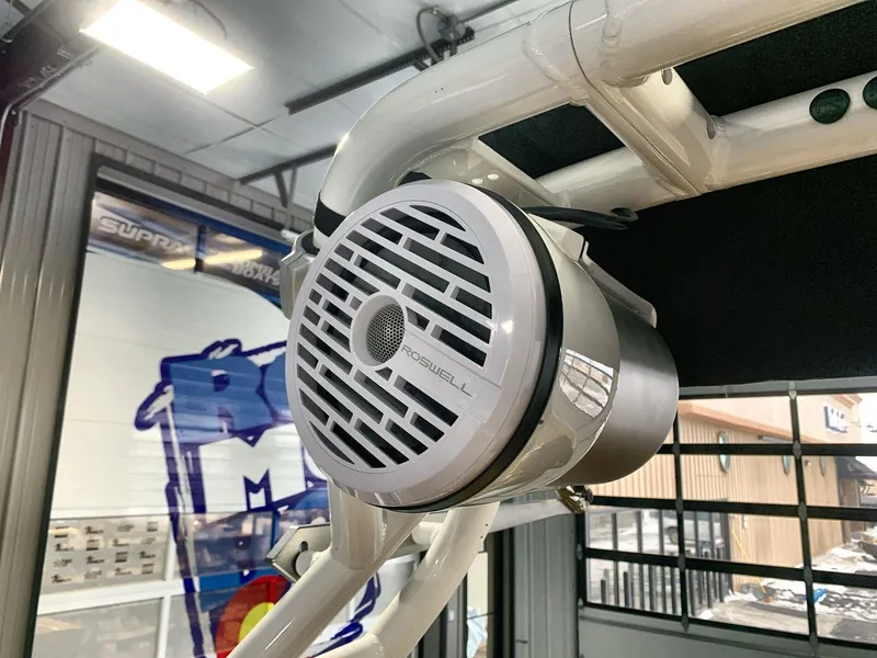 Slide: The Image of 2025 Moomba Mondo boat with Roswell marine speaker installed on the tower. - 21