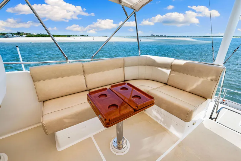 Slide: The Image of Luxurious seating area on 2008 Grand Banks 47 Classic yacht with ocean view. - 32