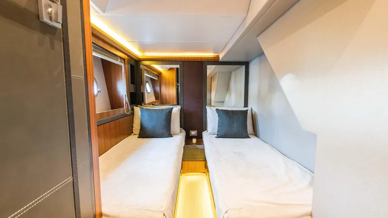 Slide: The Image of Luxurious twin cabin interior of 2016 Monte Carlo Yachts MCY 65. - 47