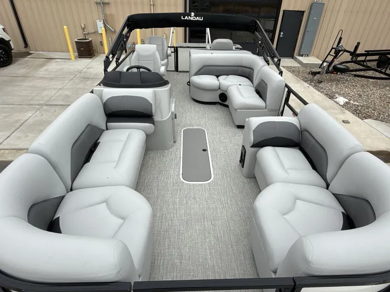 Slide: The Image of 2025 Landau ISLAND BREEZE 23 pontoon boat with spacious seating and modern design. - 12