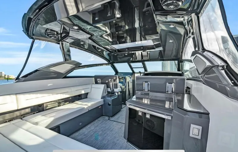 Slide: The Image of Luxurious interior of a 2018 Cobalt A36 yacht with sleek seating and modern amenities. - 4