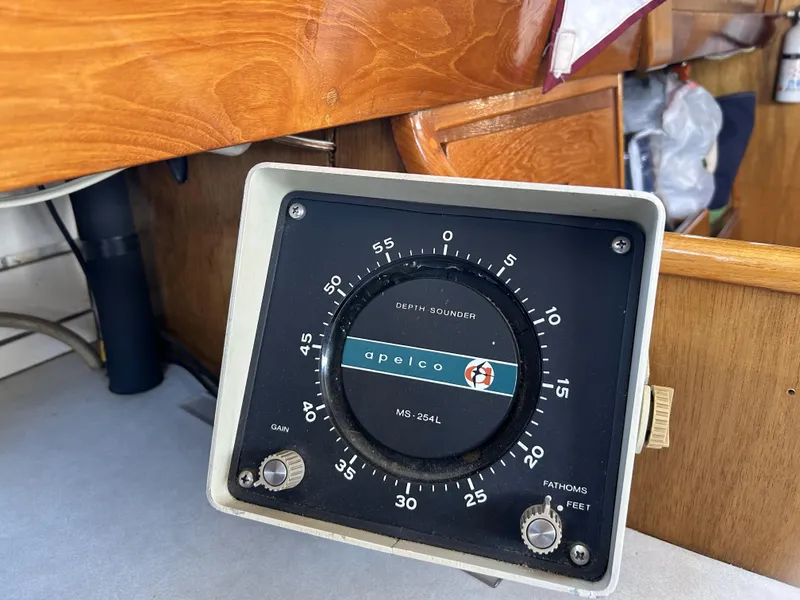 Slide: The Image of Vintage Apelco depth sounder on 1979 Cape George 36 sailboat. - 10