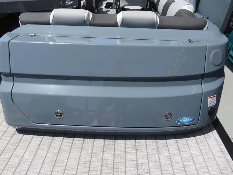 Slide: The Image of 2026 Avalon Excalibur Elite Windshield boat rear view, featuring sleek design and comfortable seating. - 17