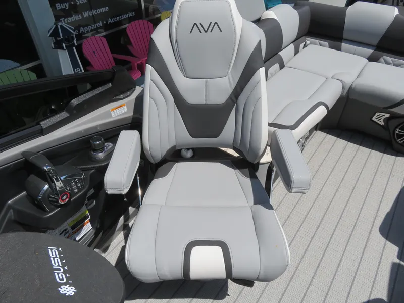 Slide: The Image of Luxury seating on 2026 Avalon Excalibur Elite Windshield boat, featuring modern design and comfort. - 34