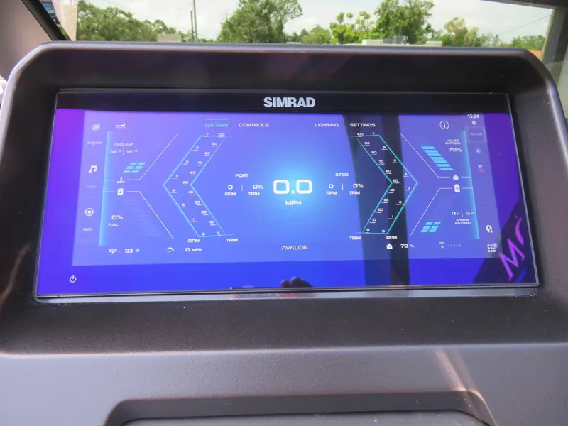 Slide: The Image of Touchscreen display of 2026 Avalon Excalibur boat showing gauges and controls. - 50