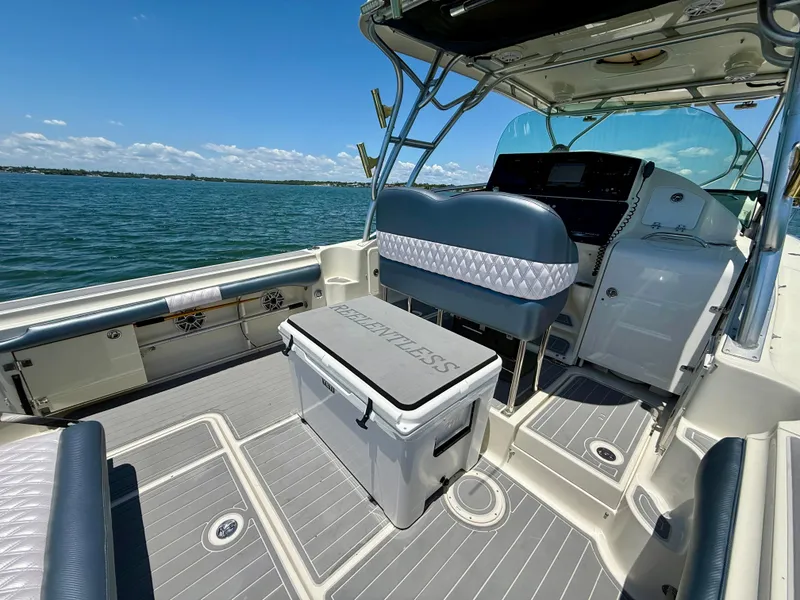 Slide: The Image of 2006 Hydra-Sports Vector VX boat interior with seating and ocean view. - 14