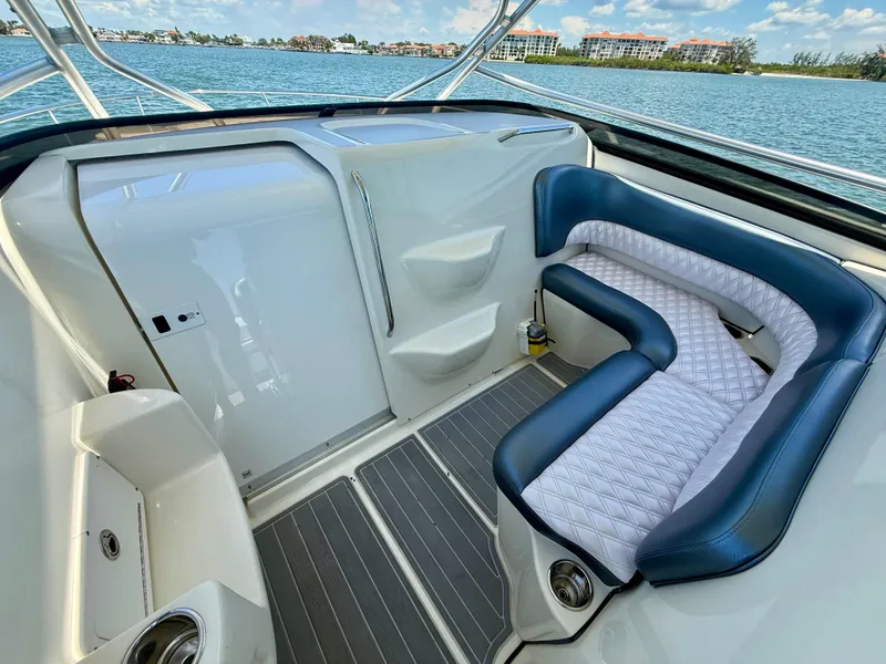 Slide: The Image of 2006 Hydra-Sports Vector VX interior with luxurious seating and scenic water view. - 39