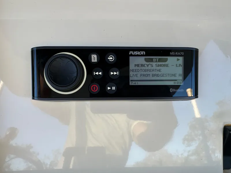 Slide: The Image of Fusion MS-RA70 stereo system on 2012 Scout 275 XSF boat dashboard. - 7