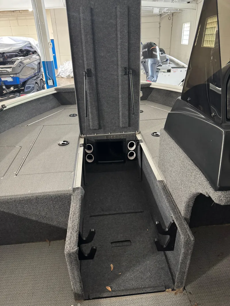 Slide: The Image of 2024 G3 AV17C Vinyl boat interior with open storage compartment. - 14