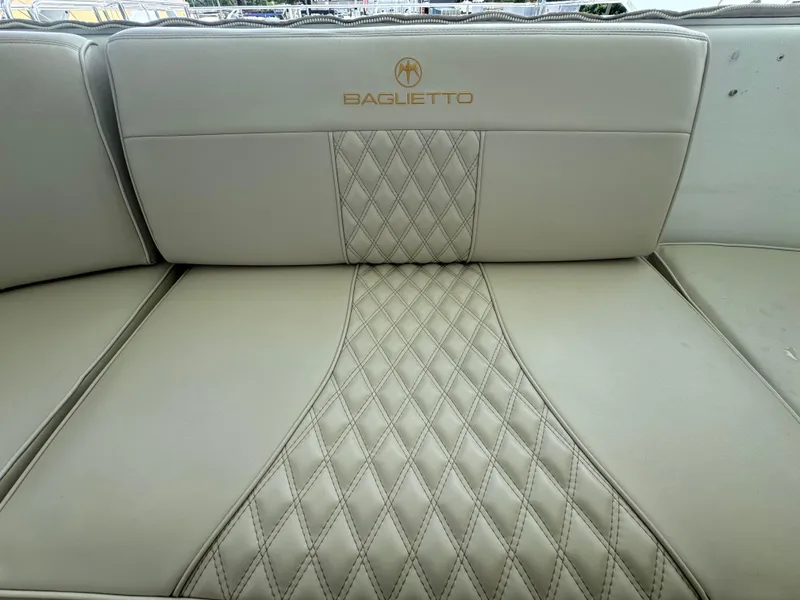 Slide: The Image of Luxurious Baglietto 116 yacht seating with diamond stitching, 2000 model. - 22