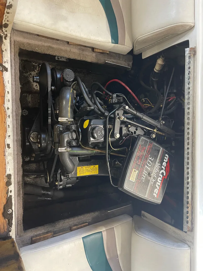 Slide: The Image of Engine compartment of a 1993 Regal 176 SE boat with MerCruiser 3.0L engine. - 15