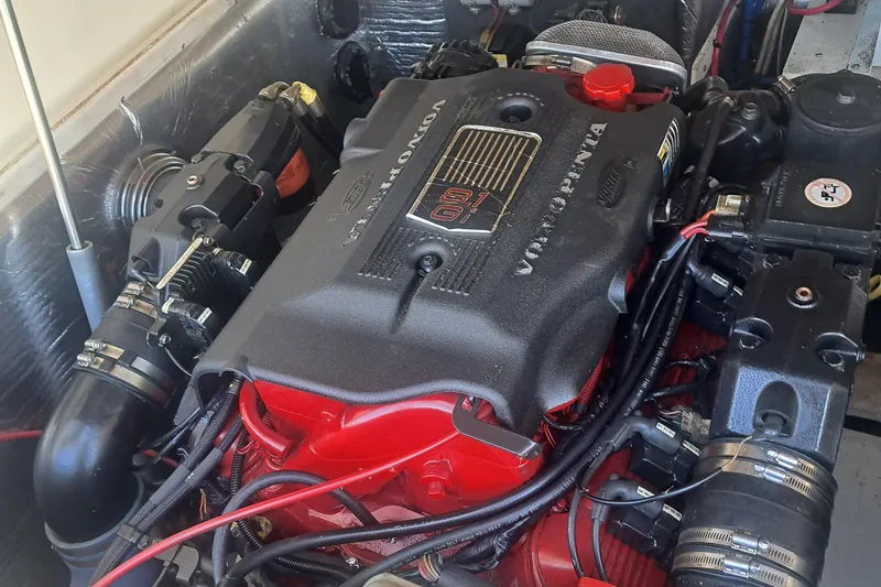 Slide: The Image of Engine of 2003 Carolina Classic 28 Express Sportfisherman, featuring Volvo Penta components. - 21