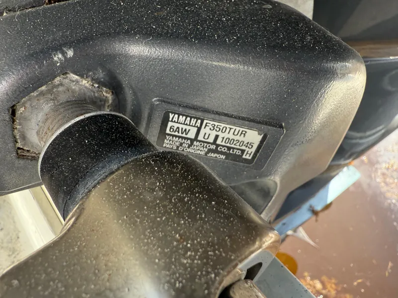 Slide: The Image of Close-up of Yamaha F350TUR engine part on 2008 Hydra-Sports 3500VX boat. - 42