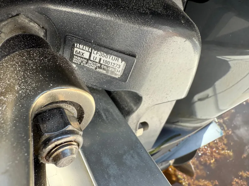 Slide: The Image of Close-up of Yamaha LF350TUR engine part on 2008 Hydra-Sports 3500VX boat. - 43