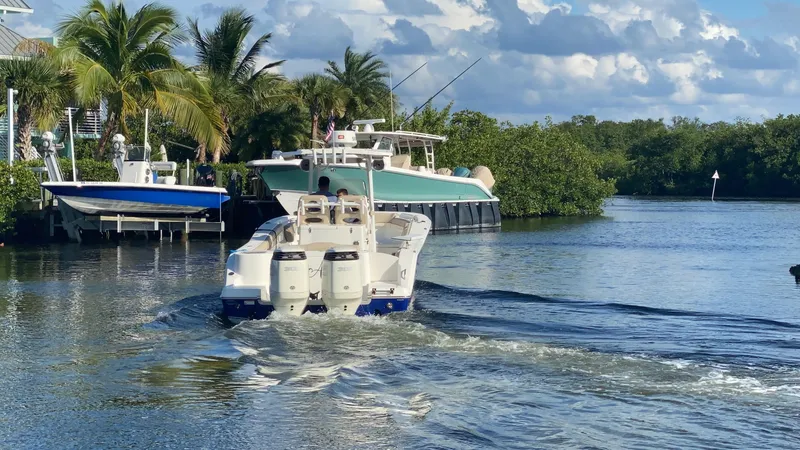 Slide: The Image of Interior view of 2018 NauticStar 28 XS boat showing wiring and plumbing. - 8