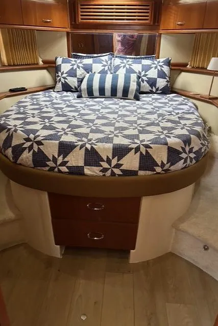Slide: The Image of Bathroom interior of 2004 Carver 466 Motor Yacht with shower and porthole window. - 24