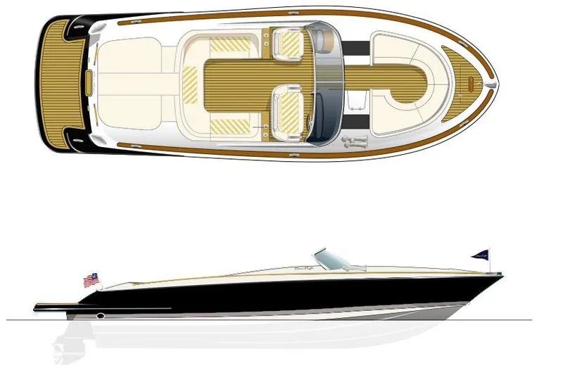 Slide: The Image of Manufacturer Provided Image: 2015 Chris-Craft Launch 32 boat layout and side profile illustration. - 14