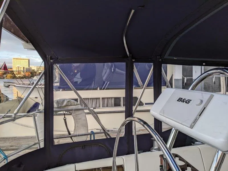 Slide: The Image of Cockpit view of 1990 Jeanneau Sun Magic 44 sailboat with B&G navigation system. - 21