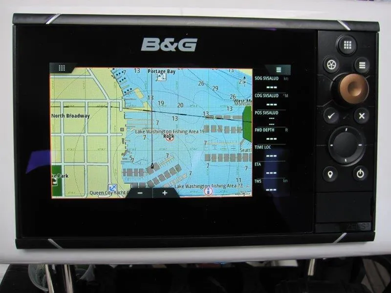 Slide: The Image of B&G navigation system displaying a nautical map on a Jeanneau Sun Magic 44, 1990 model. - 26