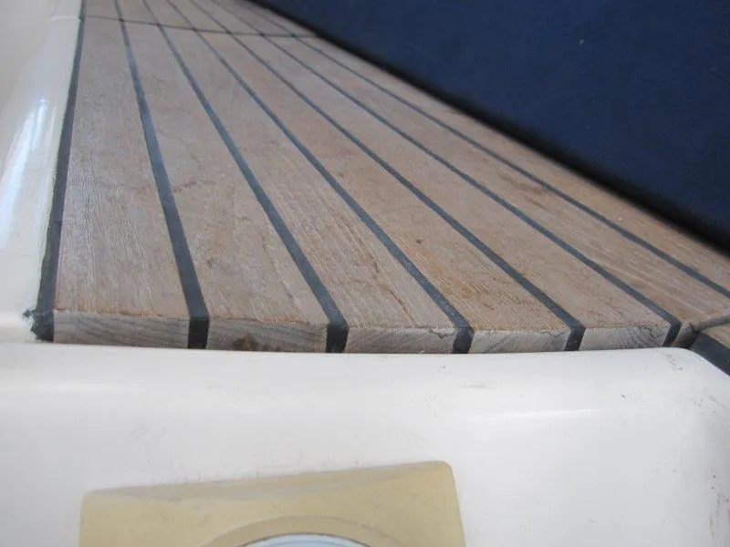 Slide: The Image of Teak deck detail on 1990 Jeanneau Sun Magic 44 sailboat. - 27