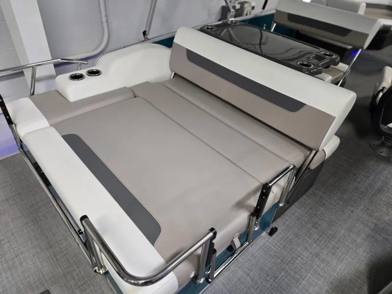 Slide: The Image of 2025 Princecraft Vectra 23 RL boat interior with comfortable seating and cup holders. - 7