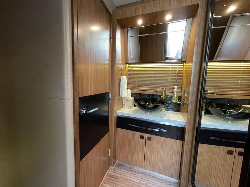 Slide: The Image of Luxurious bathroom interior of 2017 Sea Ray L590 Fly yacht with modern fixtures. - 22
