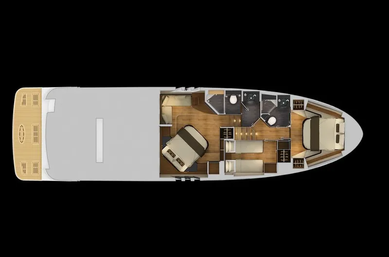 Slide: The Image of Manufacturer Provided Image: 2017 Sea Ray L590 Fly yacht interior layout with bedrooms, bathrooms, and living area. - 54