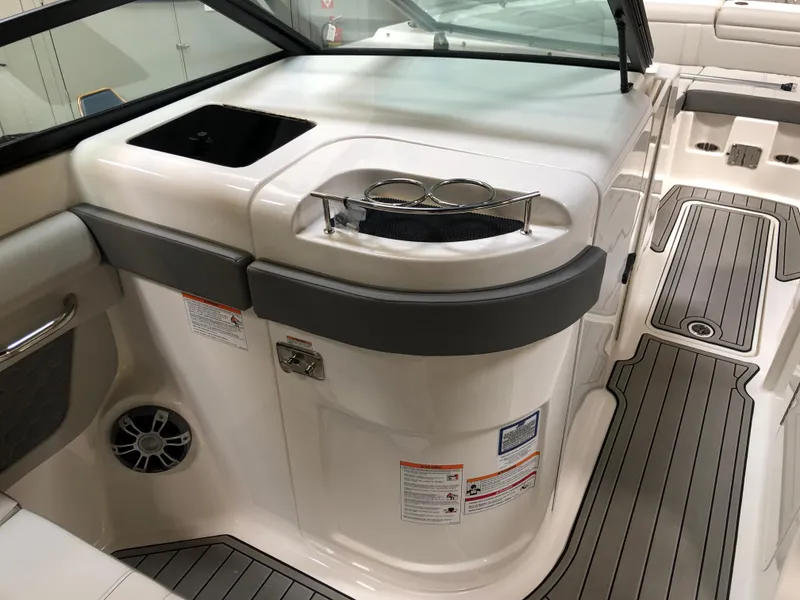 Slide: The Image of 2025 Sea Ray SDX 290 boat interior with sleek design and modern amenities. - 10