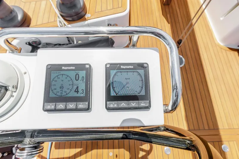 Slide: The Image of Control panel on a 2017 Solaris 50 yacht with Raymarine displays. - 18