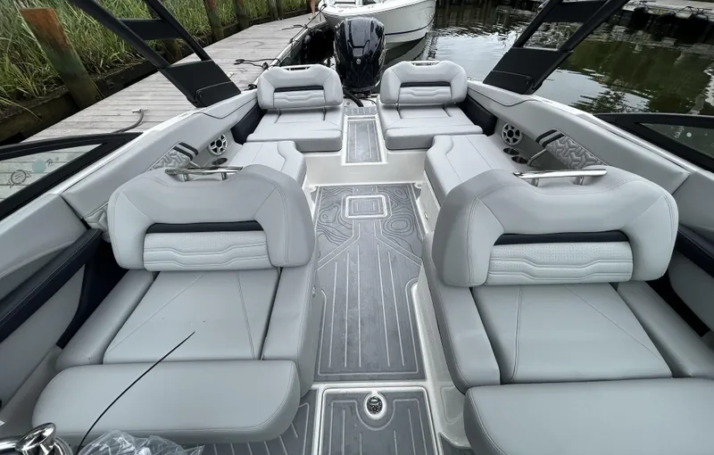 Slide: The Image of Luxurious interior of 2026 Regal LX2 boat with sleek seating and modern design. - 9