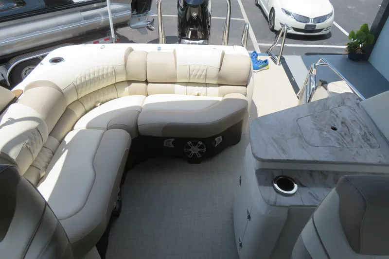 Slide: The Image of Luxurious seating and speaker system in 2026 Avalon Excalibur LTD Elite Windshield boat. - 30
