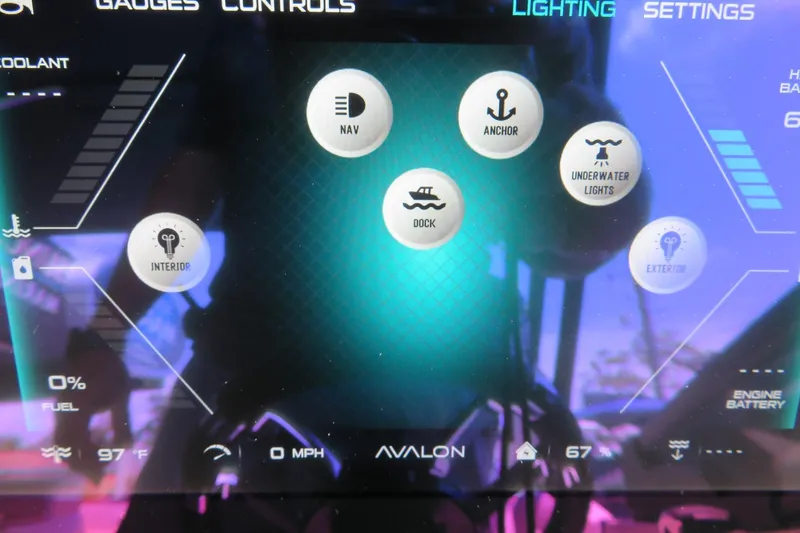 Slide: The Image of Digital dashboard display of 2026 Avalon Excalibur LTD Elite Windshield, showing gauges and settings. - 56