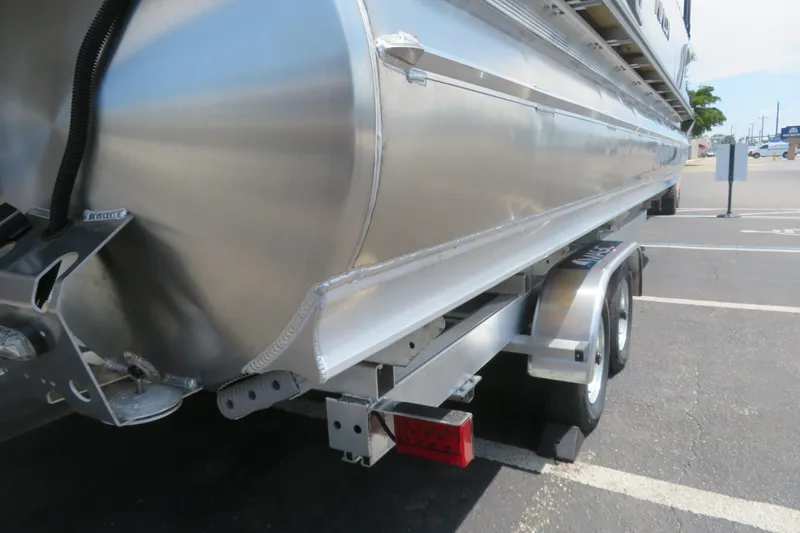 Slide: The Image of 2026 Avalon Excalibur LTD Elite Windshield boat trailer, showcasing sleek aluminum design. - 79