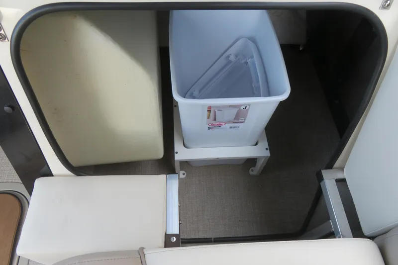 Slide: The Image of Luxurious interior of 2026 Avalon Excalibur LTD Elite Windshield boat with plush seating. - 27