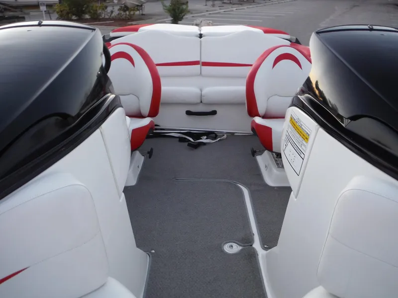 Slide: The Image of 2012 Sea-Doo Sport Boats 200 Speedster interior with red and white seating. - 22