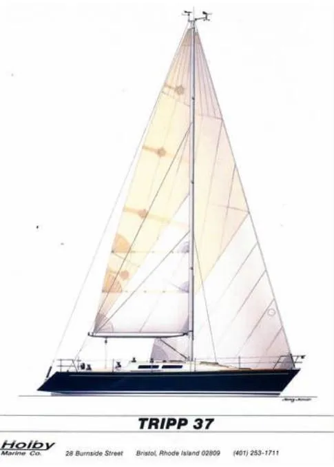 Slide: The Image of Sailboat diagram of 1987 Holby Tripp 37, showcasing design and specifications. - 13