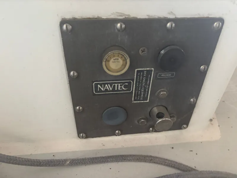 Slide: The Image of Control panel of a 1987 Holby Tripp sailboat with Navtec equipment. - 28